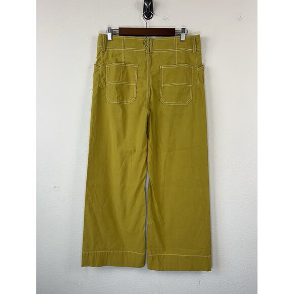 Anthropologie Maeve 32 Mustard Golden Yellow Wide Leg Crop Pants High Rise - Picture 9 of 9